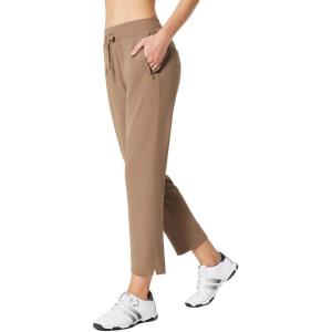 imagebaleaf Womens Golf Pants with Pockets Petite Stretch Work Pant High Waisted Sweatpants for Travel AthleticCbrown
