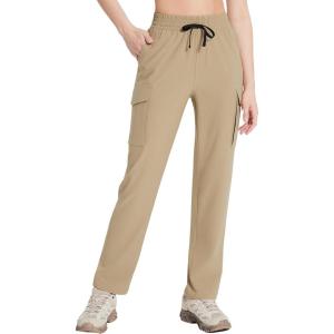 imagebaleaf Womens Hiking Pants Cargo Quick Dry Pants Water Resistant Loose Lightweight Travel Fishing Outdoor UPF50Shroom Taupe