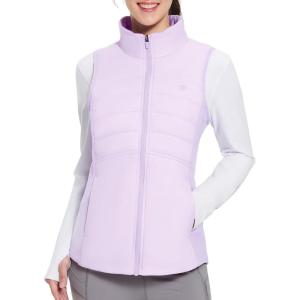 imagebaleaf Womens Lightweight Puffer Warm Vest Thermal Water Resistant Outwear Sleeveless Jacket Zip Pocket Winter OutdoorDark Lavender