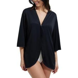 imagebaleaf Womens Long Sleeve Sun Shirts UPF 50 Lightweight Open Front Cardigan with Pockets Beach Cover Up SPF Sun WrapBlack34 Sleeve