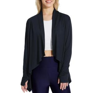 imagebaleaf Womens Long Sleeve Sun Shirts UPF 50 Lightweight Open Front Cardigan with Pockets Beach Cover Up SPF Sun WrapBlacklong Sleeve