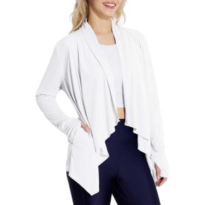 imagebaleaf Womens Long Sleeve Sun Shirts UPF 50 Lightweight Open Front Cardigan with Pockets Beach Cover Up SPF Sun WrapWhitelong Sleeve