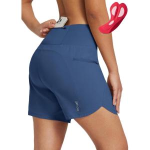 imagebaleaf Womens Mountain Bike Shorts 2 in 1 Padded MTB 5quot Cycling Padding Pockets Biking Bicycle Cycle RidingBdark Blue