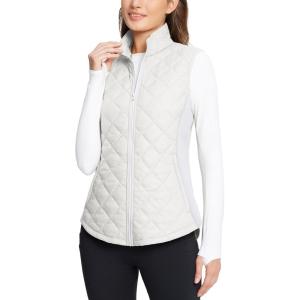 imagebaleaf Womens Puffer Vest Lightweight Winter Warm Stand Collar Quilted Vests Water Resistant Zip PocketsWhite