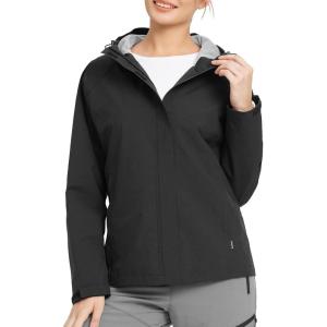imagebaleaf Womens Rain Jacket Waterproof Lightweight Hooded Windbreaker Hiking Traveling Outdoor RaincoatBlack