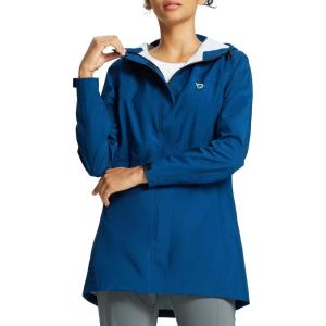 imagebaleaf Womens Rain Jacket Waterproof Lightweight Long Raincoat Travel Outdoor Hooded WindbreakerBlue