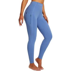 imagebaleaf Womens Riding Pants Equestrian Breeches KneePatch Horse Riding Tights Horseback Belt Loops Pockets UPF50Siliconeblue