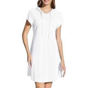 imagebaleaf Womens Short Sleeve UPF 50 Cover Up with Pockets Quick Dry Beach Coverups Sun Protection SwimwearWhite