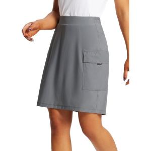 imagebaleaf Womens Skorts Skirts Hiking Cargo Skorts Pockets 19quot Knee Length Long Athletic Quick Dry Skirts UPF 50Dark Gray
