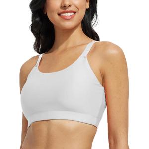 imagebaleaf Womens Swim Bra High Neck Bikini Tops Adjustable Bathing Suit Tops Sports Bra Removable PaddedStar White