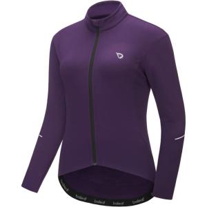 imagebaleaf Womens Thermal Cycling Jersey Long Sleeve Winter 4 Pockets Bike Fleece Jackets Windproof Reflevtive Cold Weather02purple