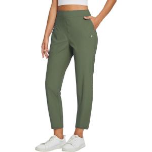 imagebaleaf Womens Travel Pants Lightweight Stretch with Zipper Pockets Petite Ankle Dressy Golf Work Business Casual SlacksArmy Green
