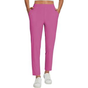 imagebaleaf Womens Travel Pants Lightweight Stretch with Zipper Pockets Petite Ankle Dressy Golf Work Business Casual SlacksPink