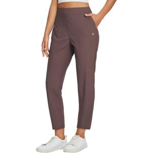 imagebaleaf Womens Travel Pants Lightweight Stretch with Zipper Pockets Petite Ankle Dressy Golf Work Business Casual SlacksTrip Brown