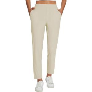 imagebaleaf Womens Travel Pants Lightweight Stretch with Zipper Pockets Petite Ankle Dressy Golf Work Business Casual SlacksTwill