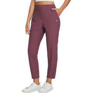 imagebaleaf Womens Travel Pants Lightweight Stretch with Zipper Pockets Petite Ankle Dressy Golf Work Business Casual SlacksWine Red