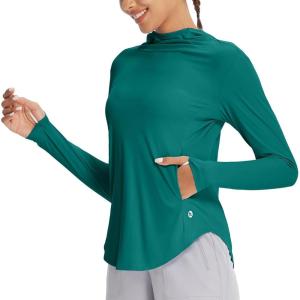 imagebaleaf Womens UPF 50 Sun Shirts UV Protection Hoodie Neck Gaiter SPF Lightweight Clothing for Hiking Fishing OutdoorGreen