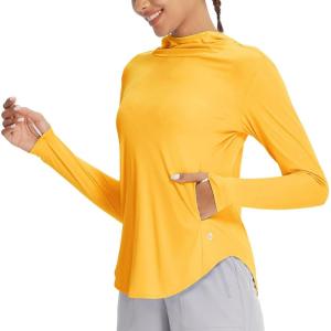 imagebaleaf Womens UPF 50 Sun Shirts UV Protection Hoodie Neck Gaiter SPF Lightweight Clothing for Hiking Fishing OutdoorYellow