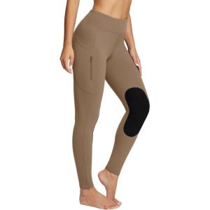 imagebaleaf Womens Winter Horse Riding Pants Fleece Breeches KneePatch Equestrian with Pockets Tights Horseback LeggingsBrown