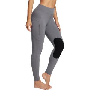 imagebaleaf Womens Winter Horse Riding Pants Fleece Breeches KneePatch Equestrian with Pockets Tights Horseback LeggingsGrey