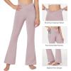 imagebaleaf Girls Flare Leggings Cross High Waisted Bootcut Yoga Dance Pants Kids Bell Bottoms Leggings with PocketsLight Purple