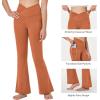 imagebaleaf Girls Flare Leggings Cross High Waisted Bootcut Yoga Dance Pants Kids Bell Bottoms Leggings with PocketsSandhill Rust