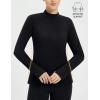 imagebaleaf Long Sleeve Shirts for Women Mock Neck Tops Turtleneck Thermal Fleece Base Layer with Thumb Hole Cold Weather GearBlack