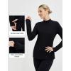 imagebaleaf Long Sleeve Shirts for Women Mock Neck Tops Turtleneck Thermal Fleece Base Layer with Thumb Hole Cold Weather GearBlack