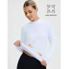 imagebaleaf Long Sleeve Shirts for Women Mock Neck Tops Turtleneck Thermal Fleece Base Layer with Thumb Hole Cold Weather GearWhite