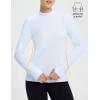 imagebaleaf Long Sleeve Shirts for Women Mock Neck Tops Turtleneck Thermal Fleece Base Layer with Thumb Hole Cold Weather GearWhite