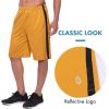imagebaleaf Mens Basketball Shorts Long with Zipper Pockets Quick Dry Workout Training Drawstrings 11quotGold Yellow