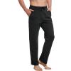 imagebaleaf Mens Sweatpants Casual Lounge Cotton Pajama Yoga Pants Open Bottom Straight Leg Male Sweat Pants with PocketsAblack