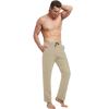 imagebaleaf Mens Sweatpants Casual Lounge Cotton Pajama Yoga Pants Open Bottom Straight Leg Male Sweat Pants with PocketsAkhaki