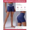 imagebaleaf Sweatleaf Womens Biker Shorts 5quot High Waist Tummy Control Butt Lifting Yoga Workout Running Spandex Short PantsNavy Blue