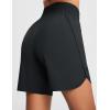 imagebaleaf Womens Athletic Shorts 7 Inch Long Running Workout Hiking Shorts High Waisted Quick Dry Zipper Pockets UPF50Black