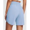 imagebaleaf Womens Athletic Shorts 7 Inch Long Running Workout Hiking Shorts High Waisted Quick Dry Zipper Pockets UPF50Blue