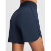 imagebaleaf Womens Athletic Shorts 7 Inch Long Running Workout Hiking Shorts High Waisted Quick Dry Zipper Pockets UPF50Navy