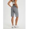 imagebaleaf Womens Bermuda Shorts 12quot Long Knee Length Running Athletic High Waist Zipper Pocket Quick Dry Loose FitDark Gray