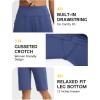 imagebaleaf Womens Bermuda Shorts 12quot Long Knee Length Running Athletic High Waist Zipper Pocket Quick Dry Loose FitNavy Blue