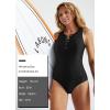 imagebaleaf Womens Button Up One Piece Swimsuit Tummy Control Bathing Suits Built in BraBlack