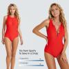 imagebaleaf Womens Button Up One Piece Swimsuit Tummy Control Bathing Suits Built in BraRed