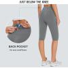 imagebaleaf Womens Capri Leggings with Pockets High Waisted Knee Length Capris Stretch for Casual Yoga Pants Workout ExerciseGraphite Gray
