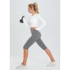 imagebaleaf Womens Capri Leggings with Pockets High Waisted Knee Length Capris Stretch for Casual Yoga Pants Workout ExerciseGraphite Gray