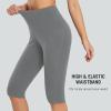 imagebaleaf Womens Capri Leggings with Pockets High Waisted Knee Length Capris Stretch for Casual Yoga Pants Workout ExerciseGraphite Gray