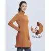 imagebaleaf Womens Fleece Dress Sweatshirt Winter Dress Tunic Long Warm Quarter Zip Up Pullover Jackets with Pocket OutdoorCaramel