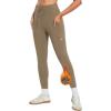 imagebaleaf Womens Fleece Lined Leggings High Waisted Water Resistant Winter Warm Running Thermal Pants Zipper PocketBrown