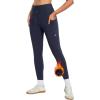 imagebaleaf Womens Fleece Lined Leggings High Waisted Water Resistant Winter Warm Running Thermal Pants Zipper PocketNavy