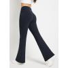 imagebaleaf Womens Fleece Lined Pants Winter Thermal Warm Flare Leggings Crossover Yoga Pants Bell Bottom with Pockets29black