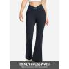 imagebaleaf Womens Fleece Lined Pants Winter Thermal Warm Flare Leggings Crossover Yoga Pants Bell Bottom with Pockets29black