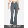 imagebaleaf Womens Fleece Lined Pants Winter Thermal Warm Flare Leggings Crossover Yoga Pants Bell Bottom with Pockets29grey